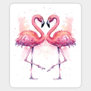 Flamingos Heart Watercolor Sticker